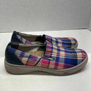 Dansko Shoes Sneakers Slip On Laceless Canvas Clogs Plaid Colorful Size US 9